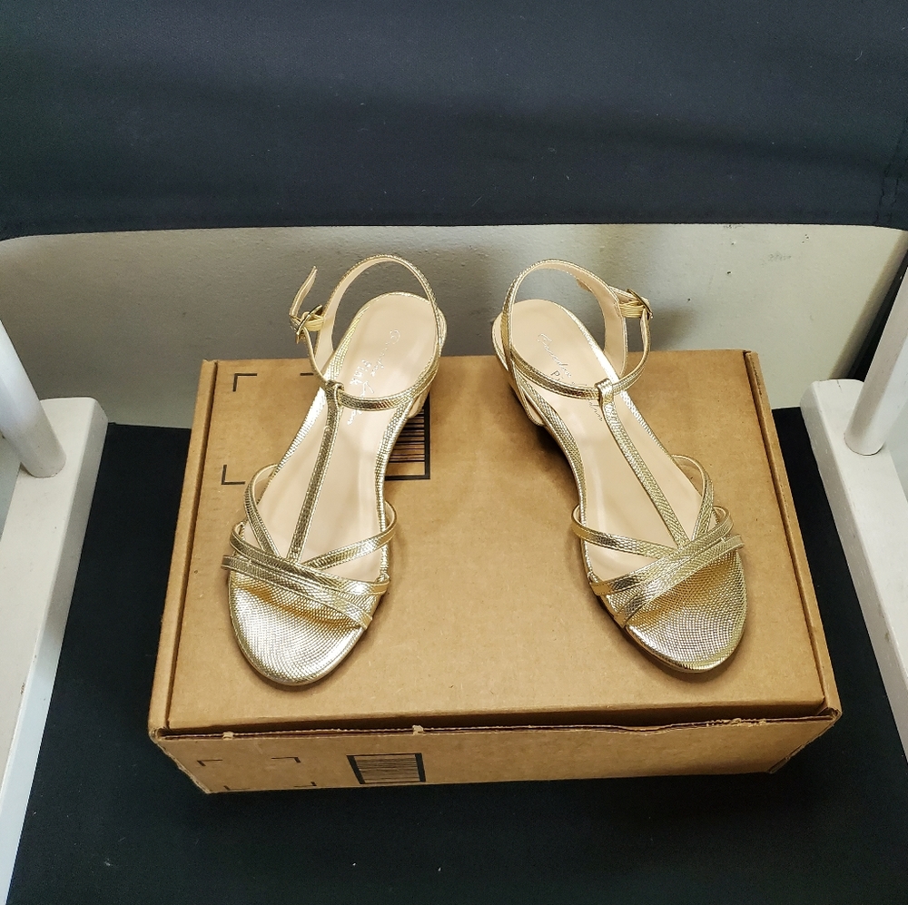 PARADOX LONDON Womens Tessa Wedge Sandal Size 5, Champagne - Picture 4 of 11